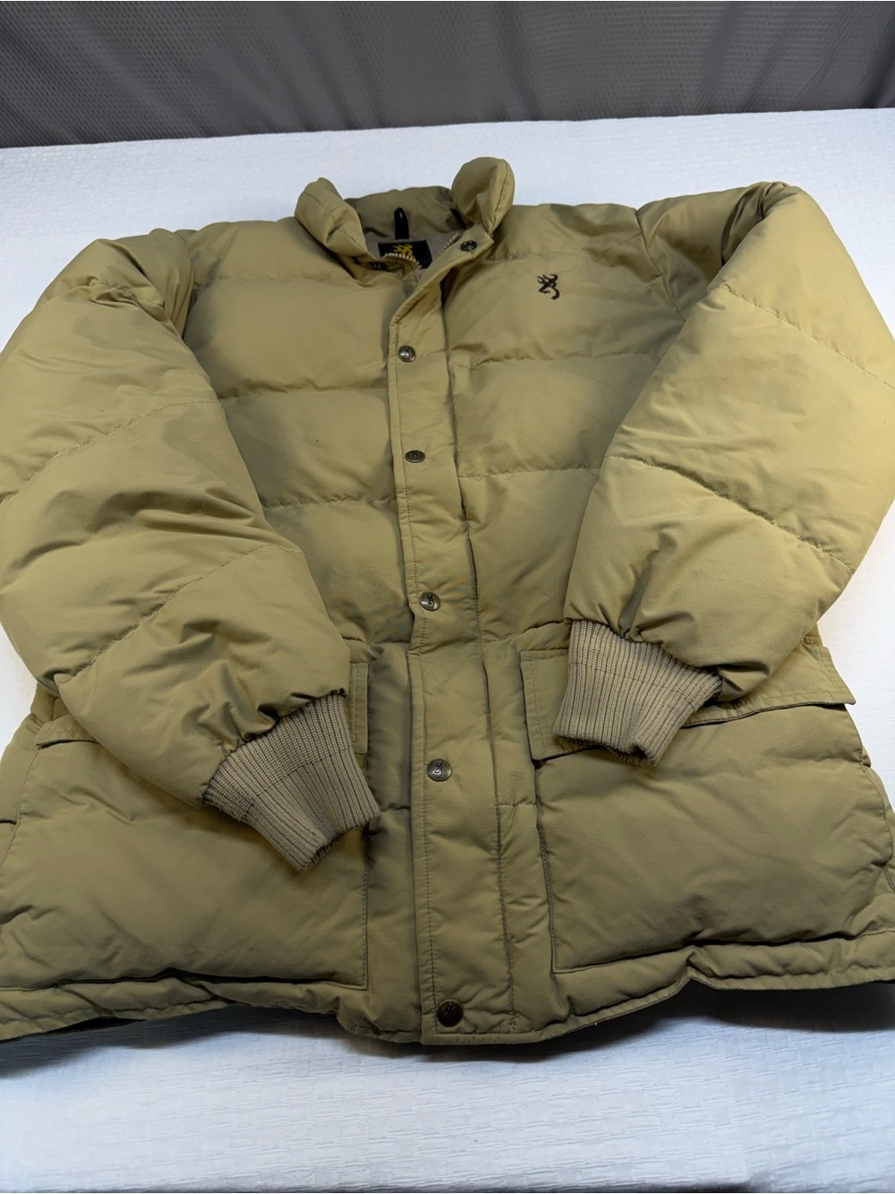 Browning Men's Puffer Jacket - Brown Goose Down lining Size Large